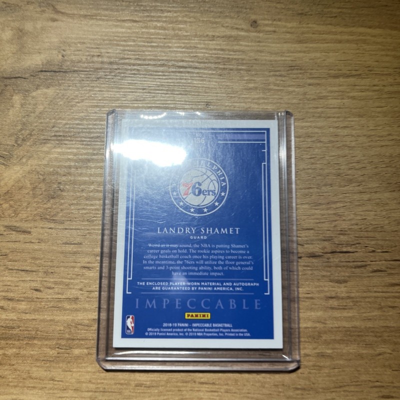 2018-19 Panini Impeccable Landry Shamet RPA ROOKIE PATCH AUTO /99 Knicks view 2
