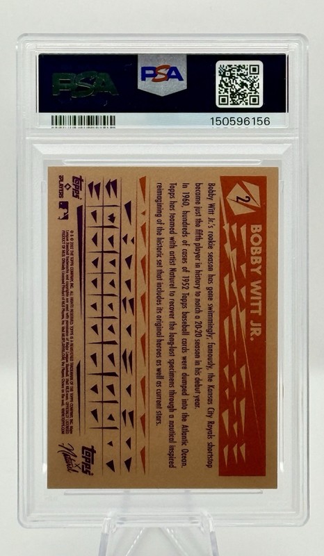 2022 Topps X Naturel 1952 - Bobby Witt Jr #2 (RC) Rookie PSA 10 GEM MINT Royals view 2