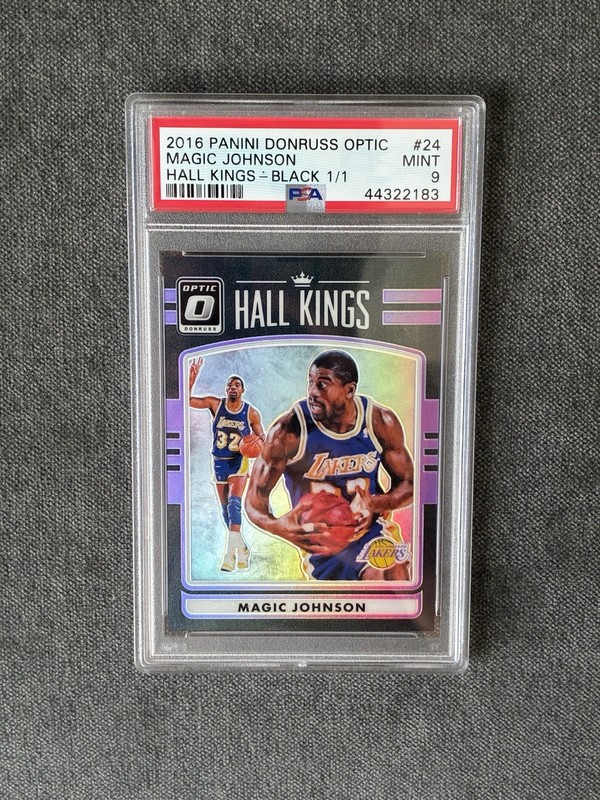 2016-17 Magic Johnson True Black Optic Hall Kings Insert #14 1/1 PSA 9 MINT