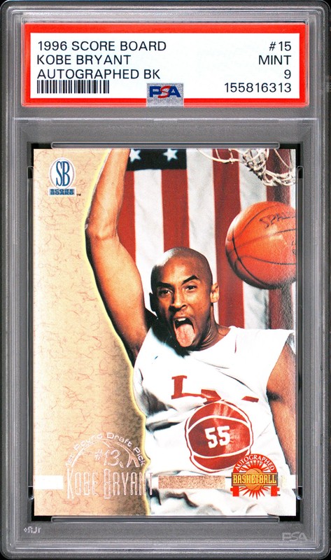 1996 Score Board #15 - Kobe Bryant Autographed BK PSA 9 Mint