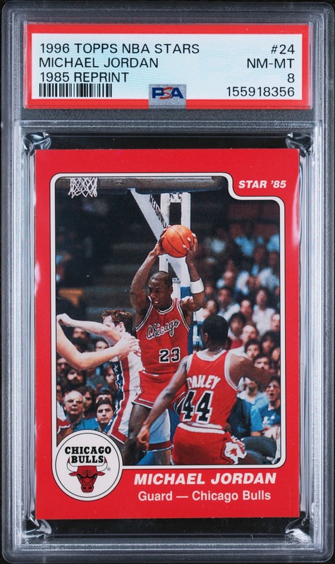 1996 Topps NBA Stars #24 - Michael Jordan 1985 Reprint PSA 8 NM-MT