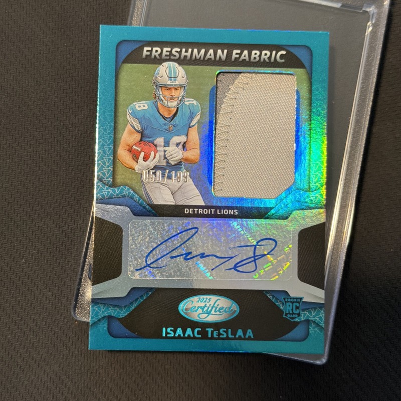 2025 Panini Certified Isaac TeSlaa Teal Rookie Freshman Fabric Patch Auto /199