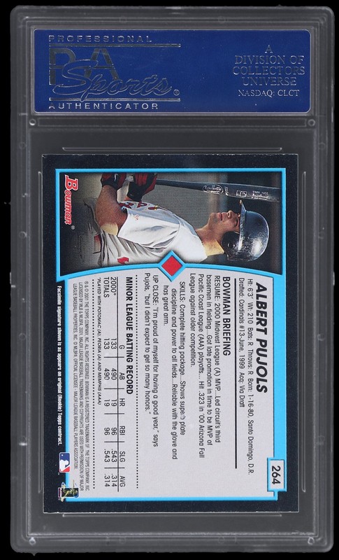 2001 Bowman Albert Pujols #264 PSA 9 RC Baseball Mint view 2