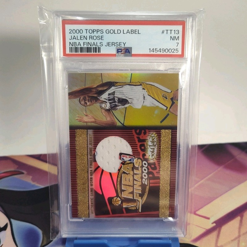 2000 Topps Gold Label NBA Finals Jersey Jalen Rose #TT13 Game Used Patch PSA 7 view 2