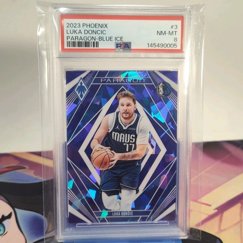 2023 Panini Phoenix Paragon Luka Doncic #3 Blue Ice Maverick PSA 8