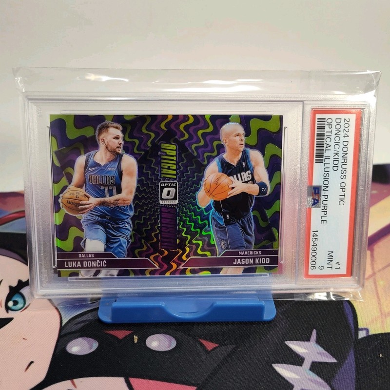2024 Panini Donruss Optic Optical Illusions Luka Doncic / Kidd #1 Purple PSA 9