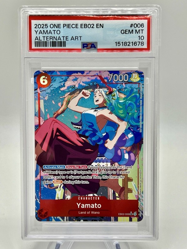 2025 ONE PIECE EB02-EXTRA BOOSTER -ANIME 25TH COLLECTION ALT ART YAMATO PSA 10