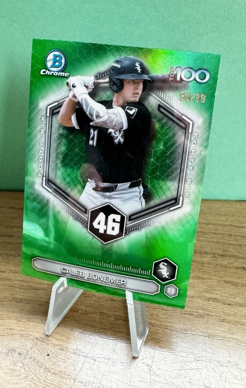 📈🚀📈2026 Bowman Chrome Top 100 Caleb Bonemer Green Refractor #90/99 White Sox