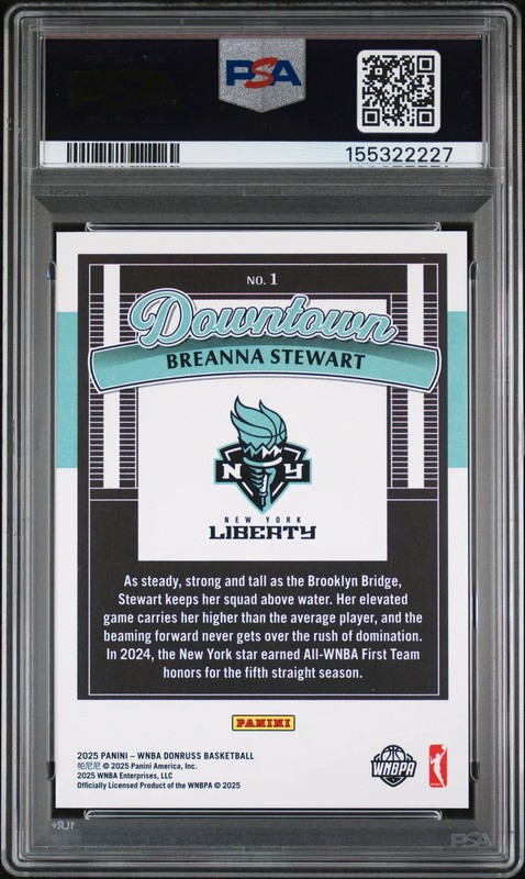 Breanna Stewart - 2025 Panini Donruss WNBA Downtown PSA 9 view 2