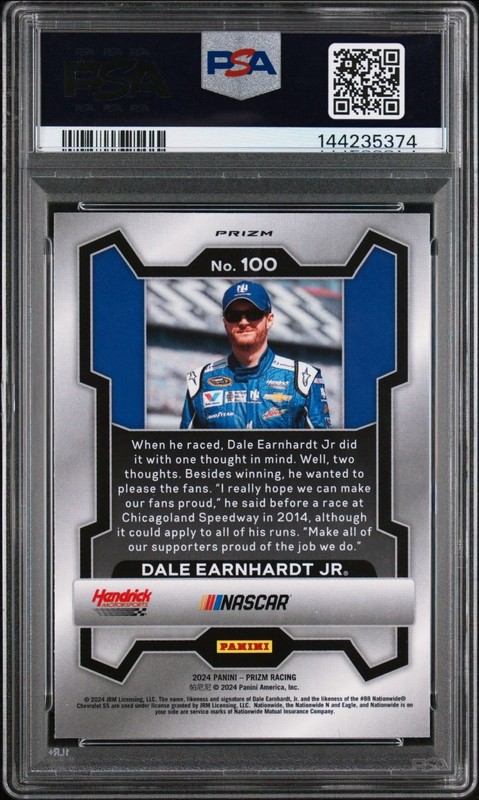 2024 Prizm NASCAR Dale Earnhardt JR WHITE SPARKLE PRIZM SSP #100 PSA 9 MINT view 2