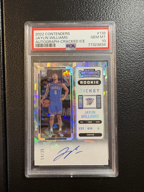 2022 Contenders Jaylin Williams #138 Cracked Ice Rookie Ticket Auto /25 PSA 10