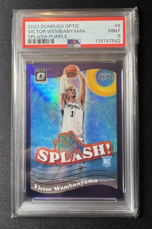 2023-24 Victor Wembanyama Rookie RC Donruss Optic Splash! Purple Prizm #6 PSA 9