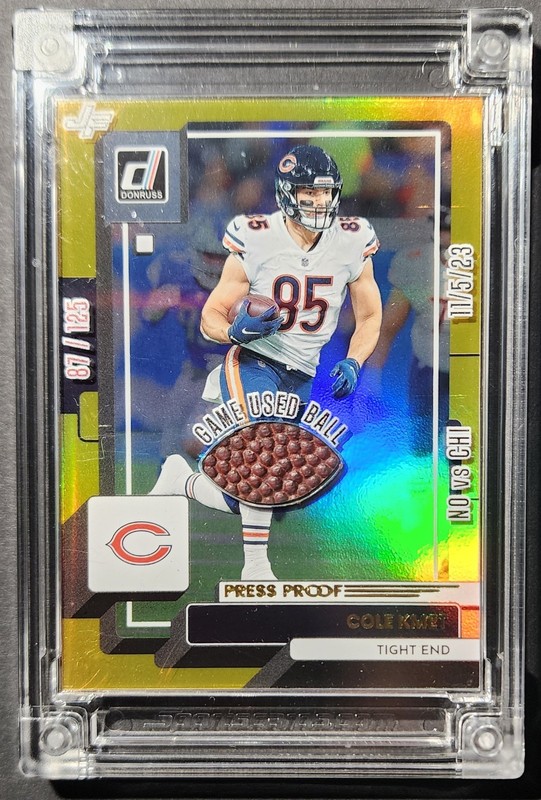 2025 Jersey Fusion Cole Kmet 87/125 GAME USED Football Swatch 11/5/23 GOLD Press