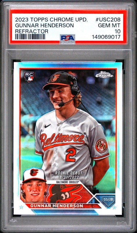 PSA 10 2023 Topps Chrome REF Refractor GUNNAR HENDERSON RC Rookie Graded GEM MT
