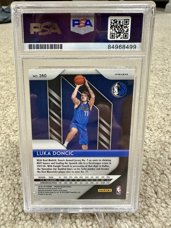 2018-2019 Luka Doncic Silver Prizm Auto PSA/DNA RC Dallas Mavericks #280 view 2