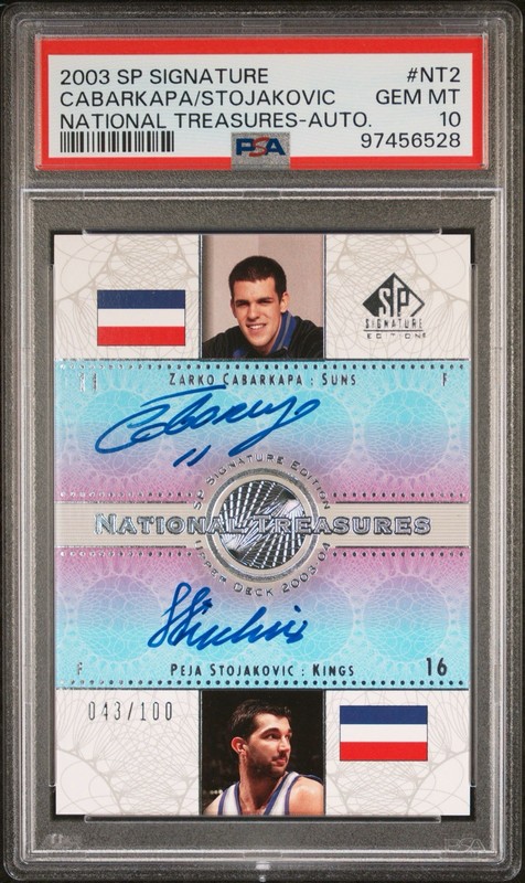 2003-04 SP Signature National Treasures Cabarkapa Peja Stojakovic Auto PSA 10