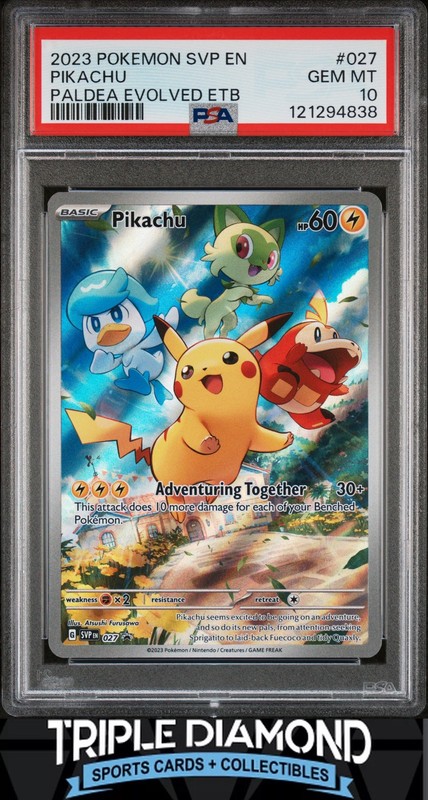 2023 Pokemon Paldea Evolved ETB #027 Pikachu Black Star PSA 10 FDP160