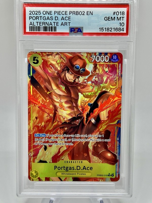 One Piece ENGLISH Portgas.D.Ace PRB02-018 The Best Vol 2 Alt Art PSA 10 Gem Mint