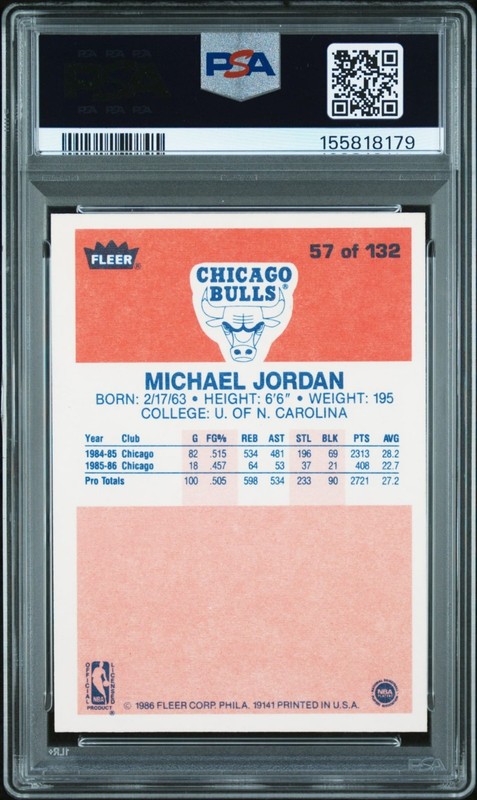 1986 Fleer Michael Jordan #57 Rookie Great Eye Appeal PSA Authentic  view 2