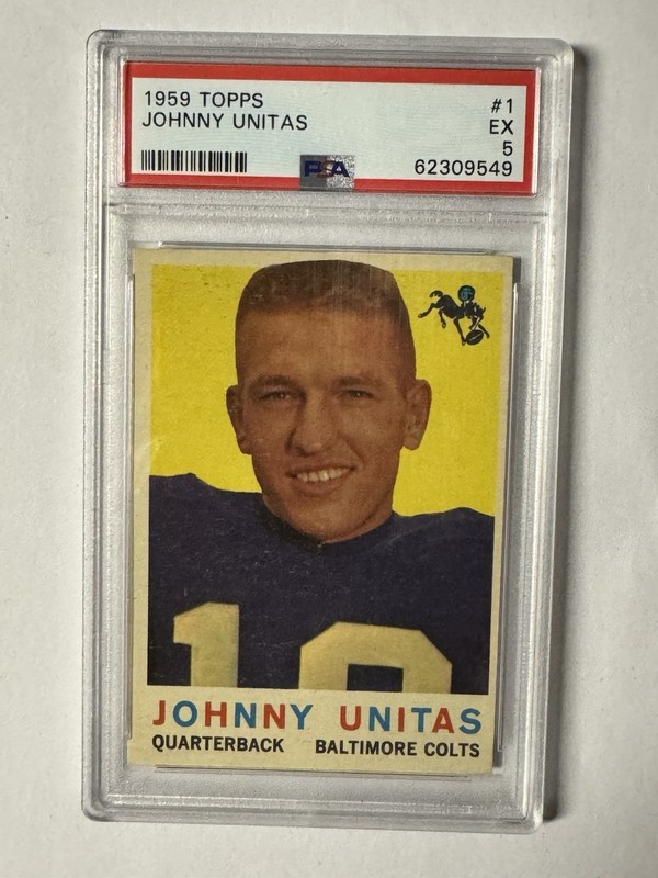 1959 TOPPS FOOTBALL #1 JOHNNY UNITAS BALTIMORE COLTS PSA 5