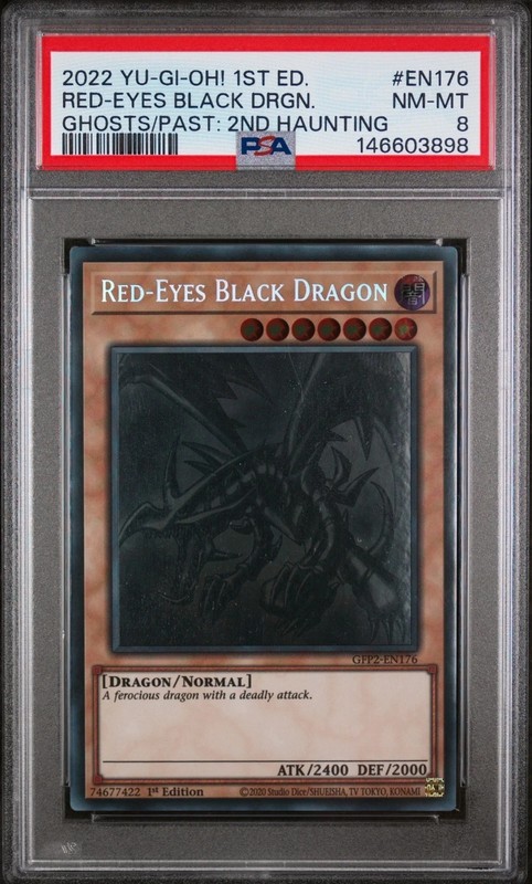 YuGiOh 2022 GFP2-EN176 Red-Eyes Black Dragon Ghost Rare 1st Edition PSA 8 Ghost 