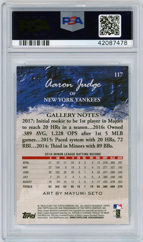 Aaron Judge - 2017 Topps Gallery Rookie Card PSA 10 view 2