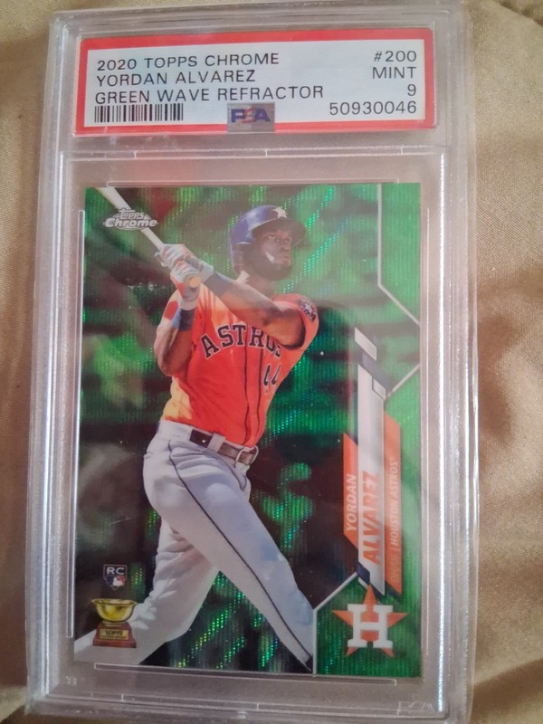 2020 Topps Chrome Yordan Alvarez Green Wave Refractor /99 Rookie PSA 9 SSP #200