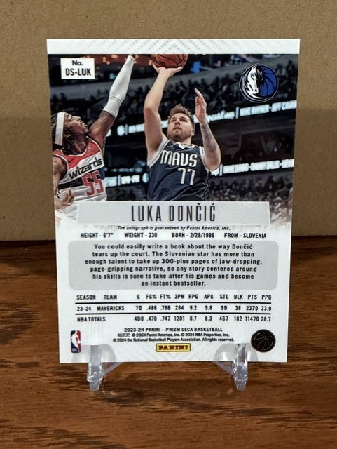 2023-24 NBA Panini Prizm Deca Luka Doncic ON CARD AUTO Card RARE AUTO CARD view 2