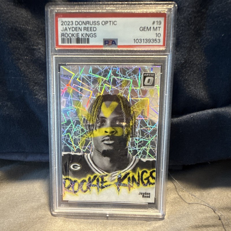 Panini 2023 Donruss Optic Jayden Reed #19 Rookie Kings Packers RC PSA 10