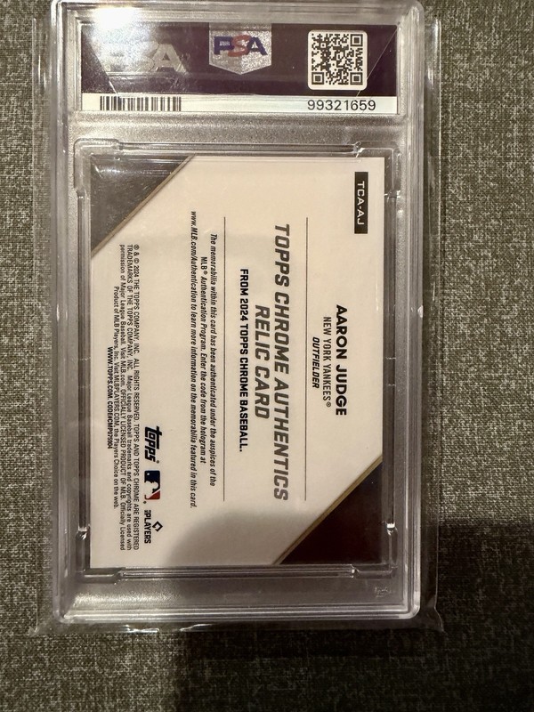 2024 Topps Chrome Authentics Relic Aaron Judge #TCA-AJ Jackie Robinson Day PSA view 2