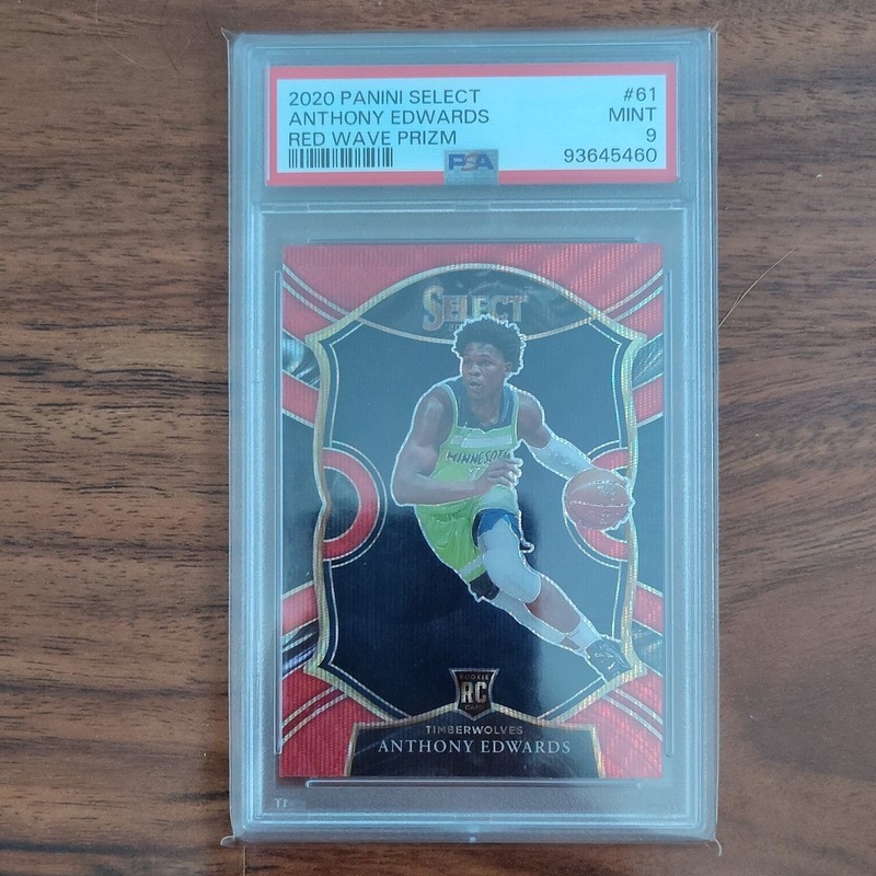 Panini Select 2020-21 Anthony Edwards #61 Concourse Red Wave Prizm RC PSA 9