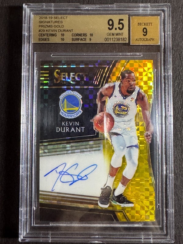 2018-19 Panini Select Kevin Durant Gold Prizm Signature Auto #/10 BGS 9.5 9