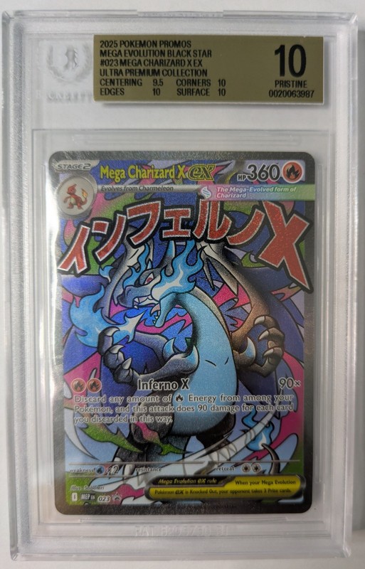 2025 POKEMON MEGA EVOLUTION BLACK STAR #023 MEGA CHARIZARD X EX BGS 10 PRISTINE