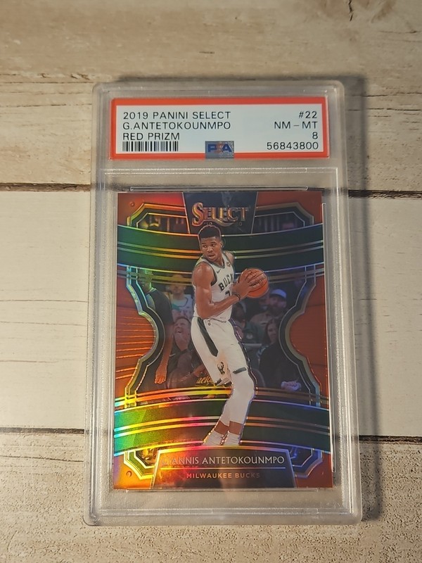 2019-20 Panini Select Giannis Antetokounmpo Red Prizm 11/199 PSA 8 NM-MT #22 