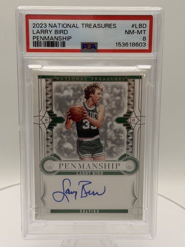 2024 NT Penmanship Larry Bird Auto /25 Boston Celtics PSA 8 - POP 1 ! 👀