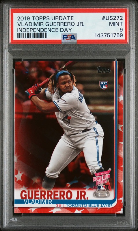 Vladimir Guerrero JR. 2019 Topps Update #US272 Independence Day /76 PSA 9
