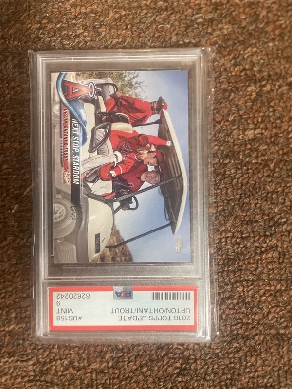 2018 TOPPS UPDATE #US158 JUSTIN UPTON MIKE TROUT SHOHEI OHTANI ROOKIE RC PSA 9 view 2