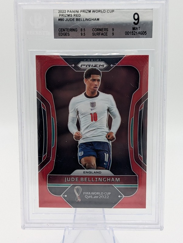2022 Panini Prizm World Cup Jude Bellingham Red Prizm Beckett 9