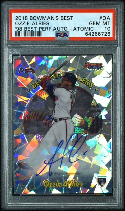 2018 Bowman's Best Atomic #98BPA-OA Ozzie Albies Rookie Auto PSA 10 #/25