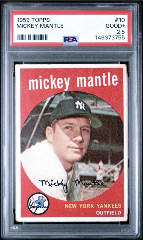 MICKEY MANTLE 1959 TOPPS PSA 2.5 ! *FRESHLY GRADED ! *CENTERED BEAUTY ! *LEGEND