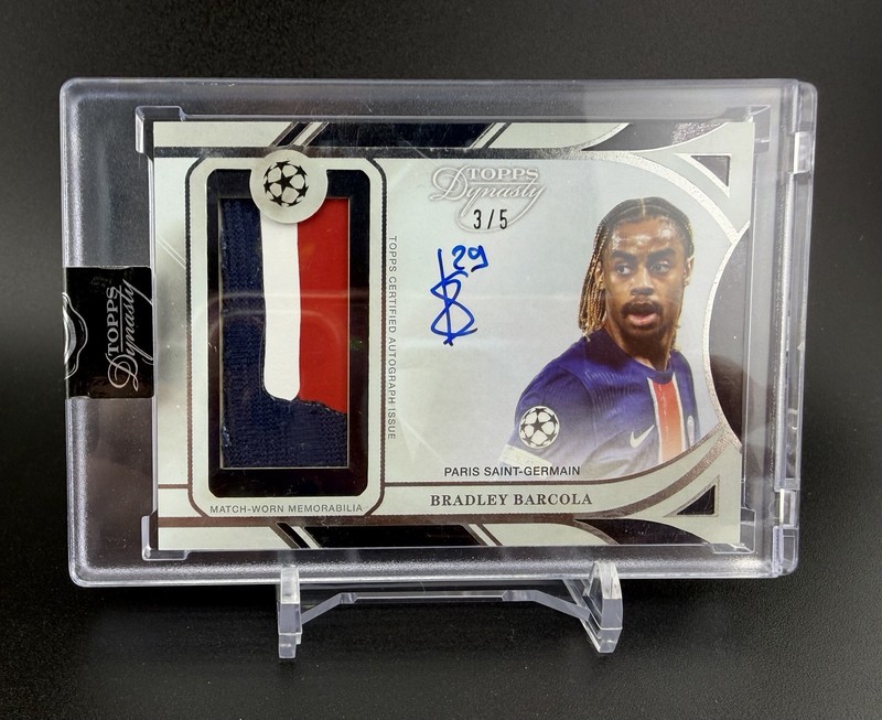 24/25 Topps Dynasty - Bradley Barcola /5 Patch Auto/  Three Color Patch/ PSG