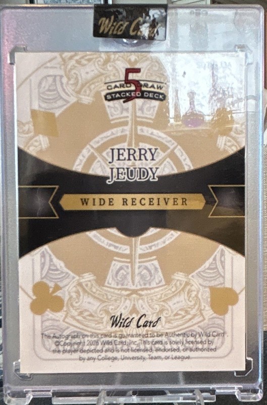 2026 Wild Card 5 Card Draw Stacked Deck Black Tie Edition Jerry Jeudy 1/1 Auto view 2
