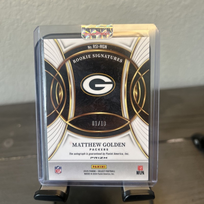 2025 Panini Select Gold Prizm Rookie Signatures Matthew Golden Auto /10 Packers view 2
