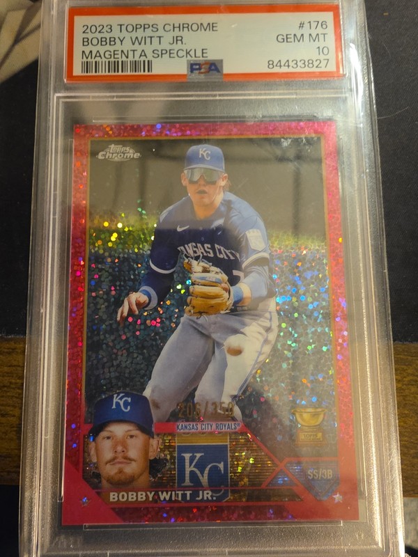 2023 Topps Chrome - Bobby Witt Jr. #176 Magenta Speckle Refractor /350 Psa 10