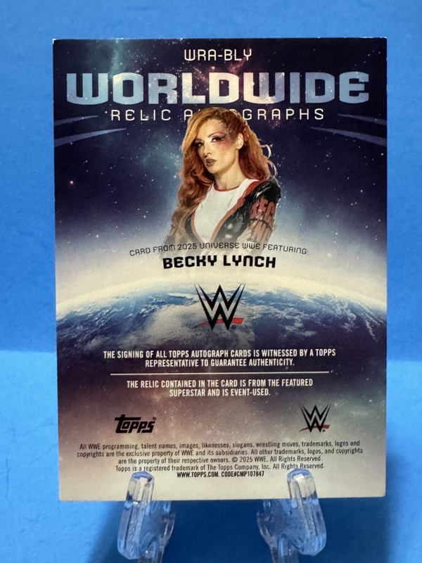 2025 Topps WWE Universe - Becky Lynch - Worldwide Relic Auto - WRA-BLY - /99 view 2