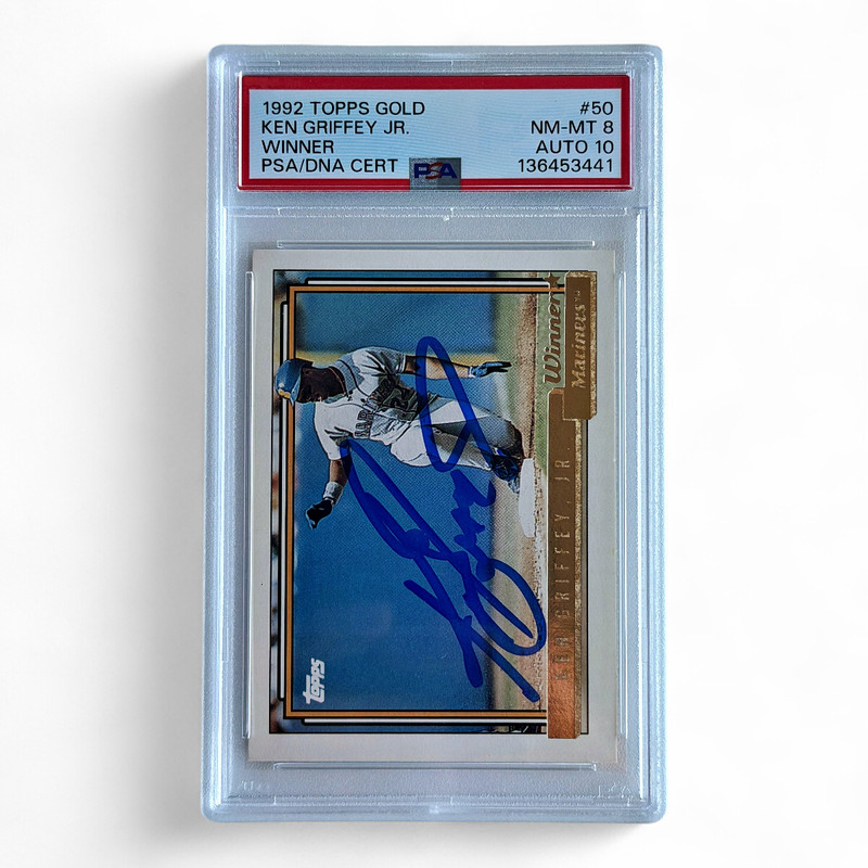 1992 Topps Gold Ken Griffey Jr. Winner Autograph #50 Graded PSA 8 Auto 10 Pop 1