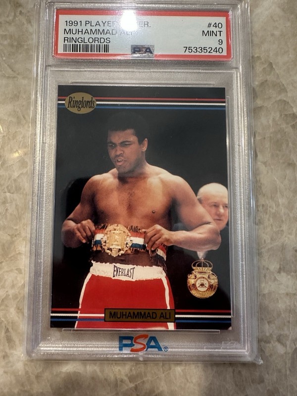 1991 Players International Ringlords UK #40 Boxing Muhammad Ali PSA 9 MINT Card view 2