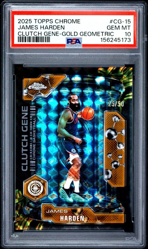 2025-26 Topps Chrome - Clutch Gene James Harden #CG-15 Gold Geometric /50 PSA 10