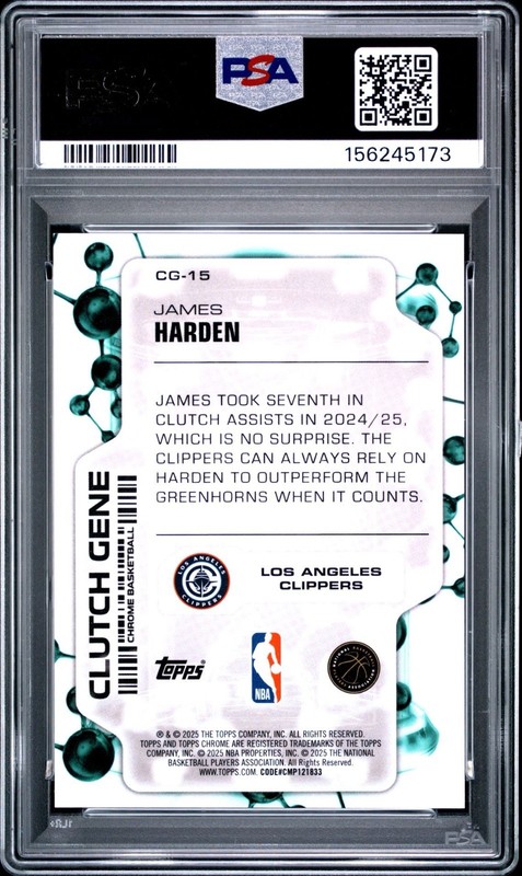 2025-26 Topps Chrome - Clutch Gene James Harden #CG-15 Gold Geometric /50 PSA 10 view 2