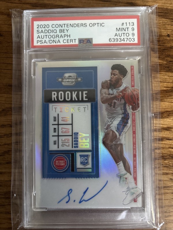 2020-21 Panini Contenders Optic Auto Saddiq Bey PSA 9 Auto 9